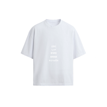 Love Tee black oversized t-shirt — LOVE written in 5 languages — LOVE DIFFERENT multicultural streetwear
