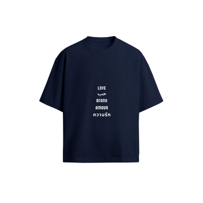 Love Tee black oversized t-shirt — LOVE written in 5 languages — LOVE DIFFERENT multicultural streetwear