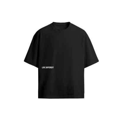 Wear The World Tee black oversized t-shirt — LOVE DIFFERENT signature streetwear
