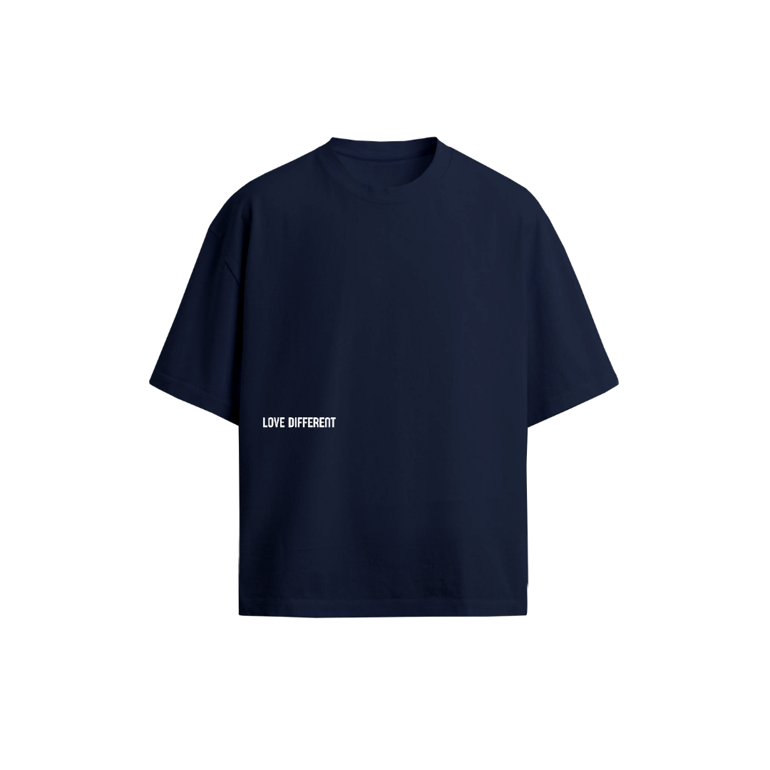 Wear The World Tee black oversized t-shirt — LOVE DIFFERENT signature streetwear