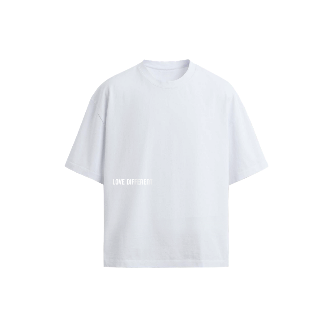 Five Hearts Tee black oversized t-shirt — LOVE DIFFERENT multicultural streetwear