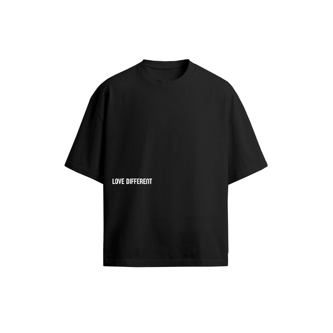Five Hearts Tee black oversized t-shirt - LOVE DIFFERENT multicultural streetwear