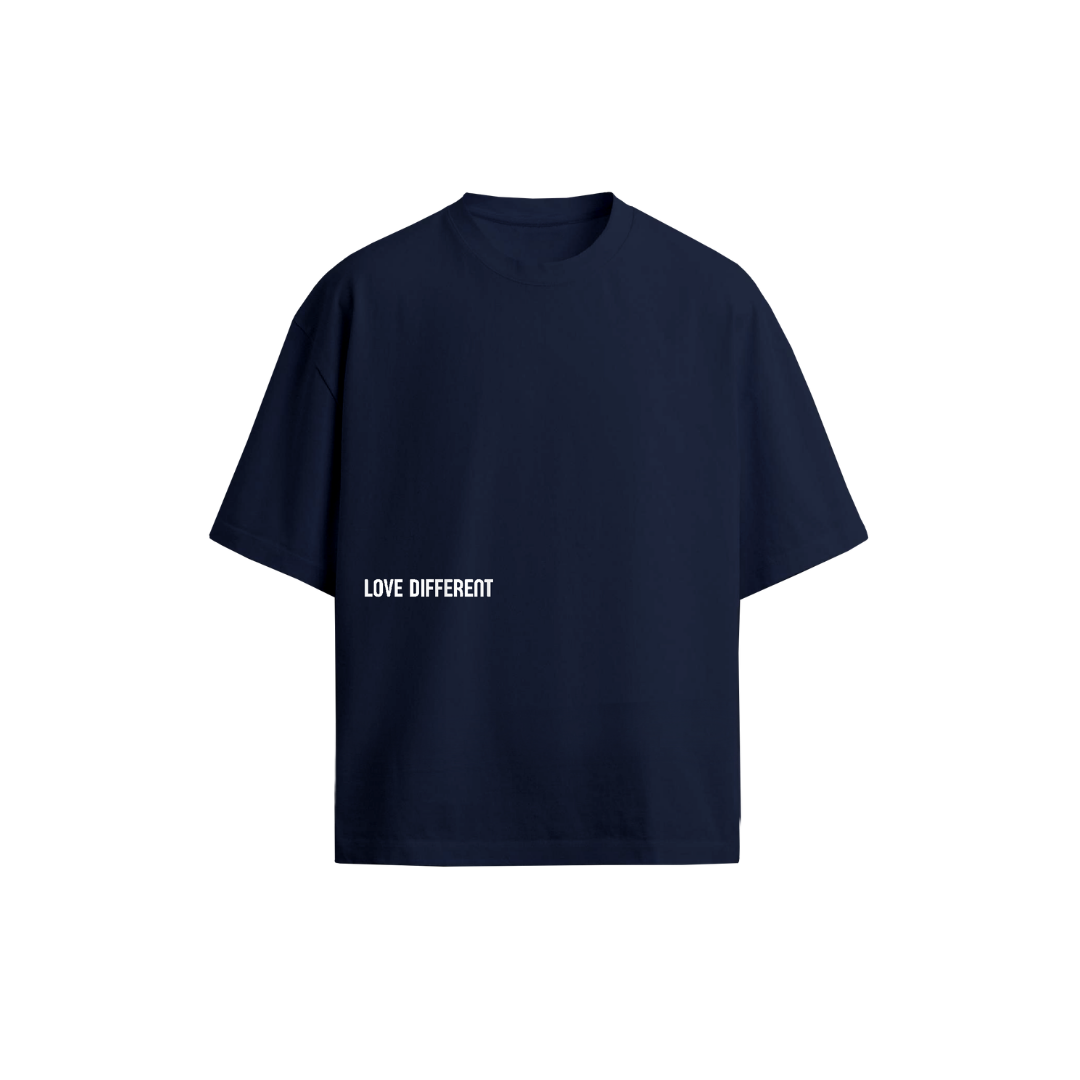 Five Hearts Tee black oversized t-shirt — LOVE DIFFERENT multicultural streetwear