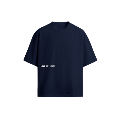 Five Hearts Tee black oversized t-shirt — LOVE DIFFERENT multicultural streetwear